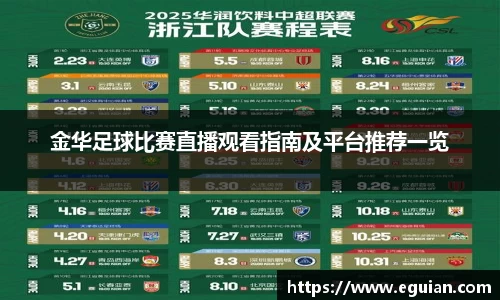 金华足球比赛直播观看指南及平台推荐一览