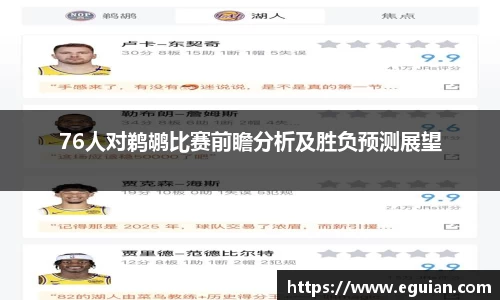 76人对鹈鹕比赛前瞻分析及胜负预测展望