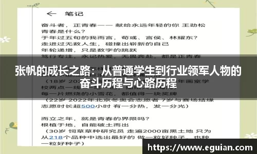 张帆的成长之路：从普通学生到行业领军人物的奋斗历程与心路历程